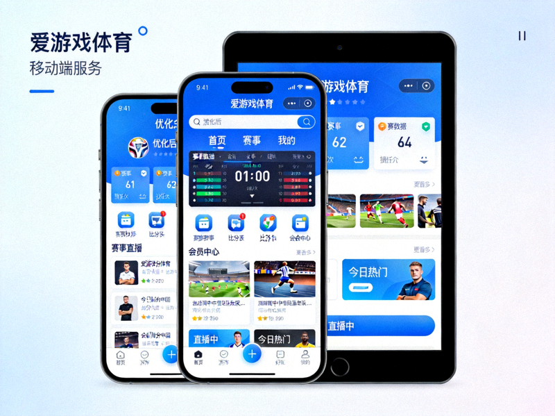爱游戏体育移动端升级展示 - 手机和平板电脑显示优化后的服务界面
