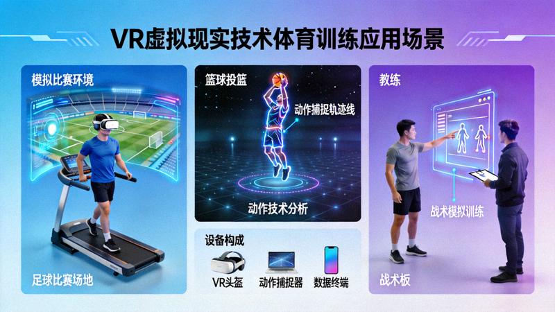 VR虚拟现实技术在体育训练中的应用场景示意图